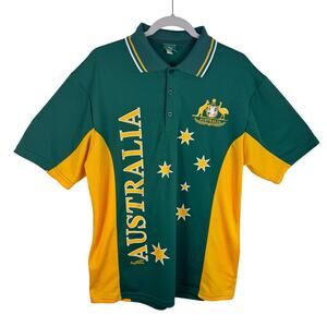 Joey Roo Australia Rugby Short Sleeve Collared 1/4 Button Polo Shirt Men's Sz XL